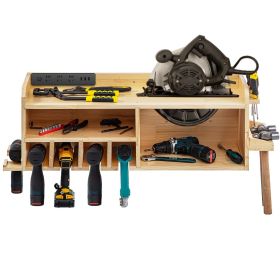 VEVOR Power Tool Organizer, Wall Mount Drill Holder, 4 Drill Hanging Slots Drill Charging Station, 3-Shelf Cordless Drill Storage