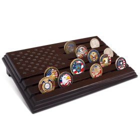 6 Rows Military Challenge Coins Stand Wenge Color Holder Display Rack Wooden Army Collectible Challenge Coin Display Case Wood Stand Holds 30 - 3