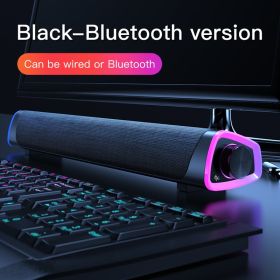 3D Surround Soundbar Bluetooth 5.0 Speaker Wired Computer Speakers Stereo Subwoofer Sound bar for Laptop PC Theater TV Aux 3.5mm (Color: Bluetooth black, Ships From: China)