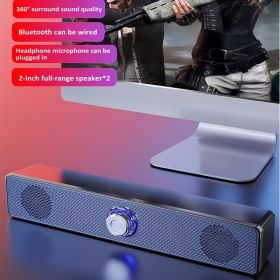 3D Surround Sound BT 5.0 Speakers Wired Computer Speakers Stereo Subwoofer Suitable For Laptop Computer Theater TV Auxiliary Sound Amplification (Applicable People: USB In-line, Color: Black)