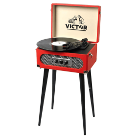 Victor Andover 5-in-1 Music Center with Chair-Height Legs (Color: Red)