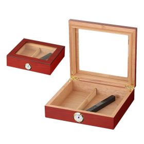 GALINER Cigar Humidor Portable Puro Cedar Wood Case With Hygrometer Luxury Humidifier Travel Humidor Cigar Box (Color: HC-113R)
