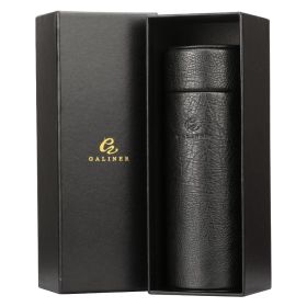GALINER Leather Cigar Case Travel Portable Cigar Humidor Cedar Wood Fit 5 Cigars With Humidifier Hygrometer Smoking Accessories (Color: DC-09G-B)