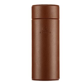 GALINER Travel Cigar Jar Tube Cedar Wood Leather Cigar Case Portable Fit About 5 Cigars Humidor Box W/ Hygrometer Humidifier (Color: Brown)