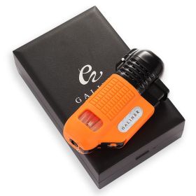 Galiner Mini Pocket Cigar Cigarette Puro Lighter Windproof Jet Torch Cigar Lighter Gas 4 Flame Lighters Gadgets Cool Cakmak (Color: Beige)