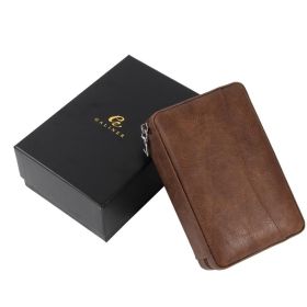 GALINER Travel Cigar Humidor Box Cedar Wood Leather Cigar Case Portable Humidor For 4 Cigars Box W/ Gift Box (Color: Brown)