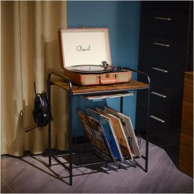 Record Player Stand,Turntable Stand,Record Player Table,Turntable Stand with Record Storage,Wooden Vinyl Record Stand,Black (Color: Black)
